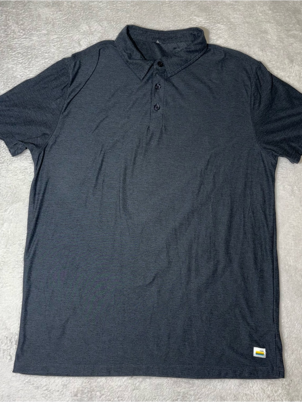 Vuori Strato Tech Polo Shirt Mens Medium Heather Charcoal Performance Stretch